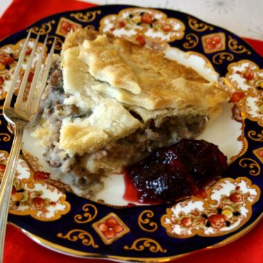 Traditional tourtiere, lightly seasoned meat pie