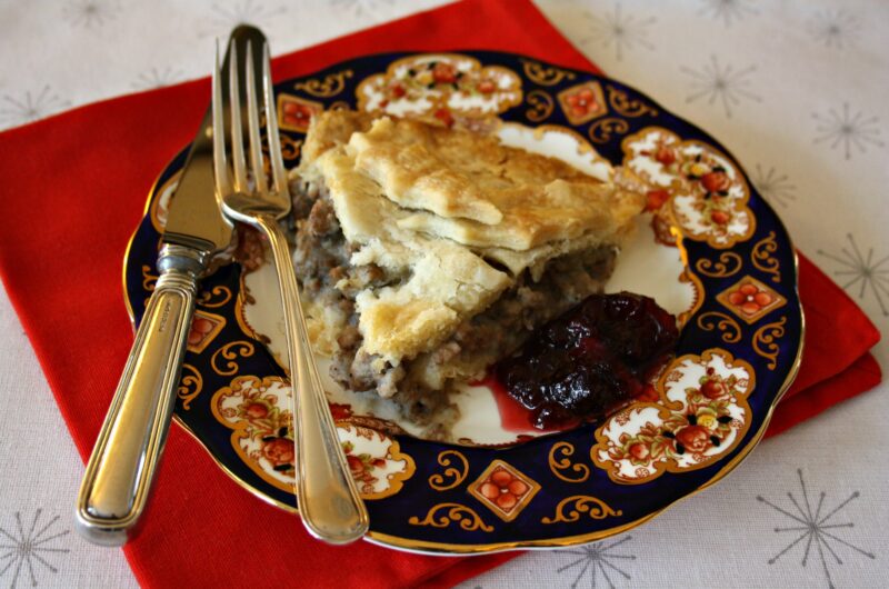 Traditional tourtiere - a lightly seasoned meat pie
