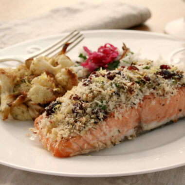 salmon with cranberry thyme crust