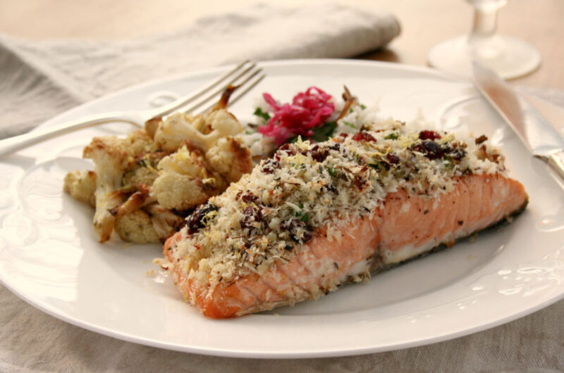salmon with cranberry thyme crust