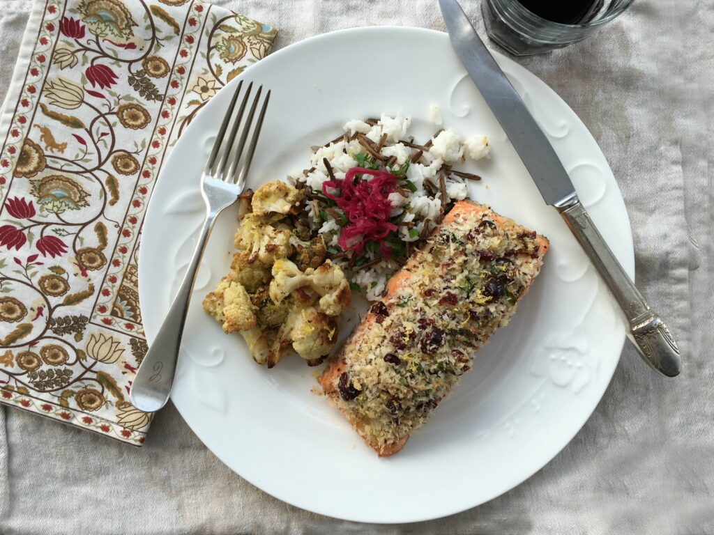 salmon with cranberry thyme crust