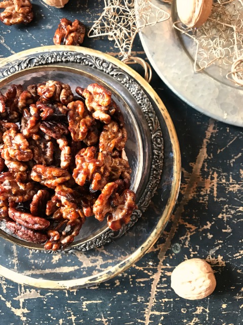 Make these easy Maple Molasses Candied Walnuts in 30 minutes. Serve with drinks or dessert, or package them up to give as gifts.