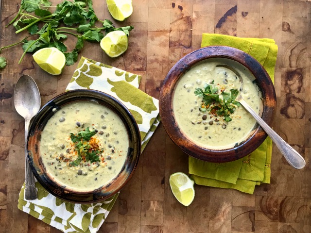 This quick coconut curry lentil soup is easy, satisfying and gets terrific texture from coconut milk and red and green lentils.