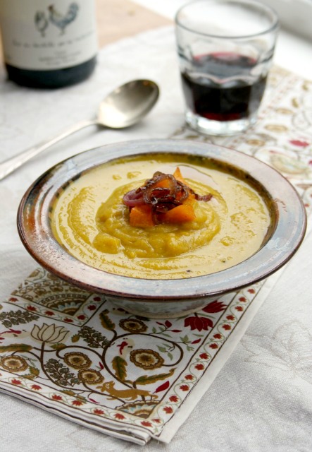 Curried Squash and Cauliflower Soup is a very creamy cream-less soup.