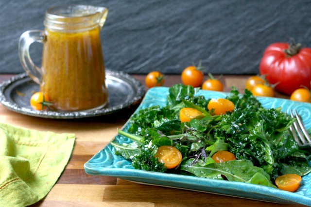 Easy Pumpkin Vinaigrette is a tangy dressing that is thicker than regular vinaigrette. It’s great on a green salad but is also delicious tossed with green beans or roasted beets. A batch will last a week in the fridge. 