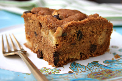 Easy apple chocolate chip cake with walnuts