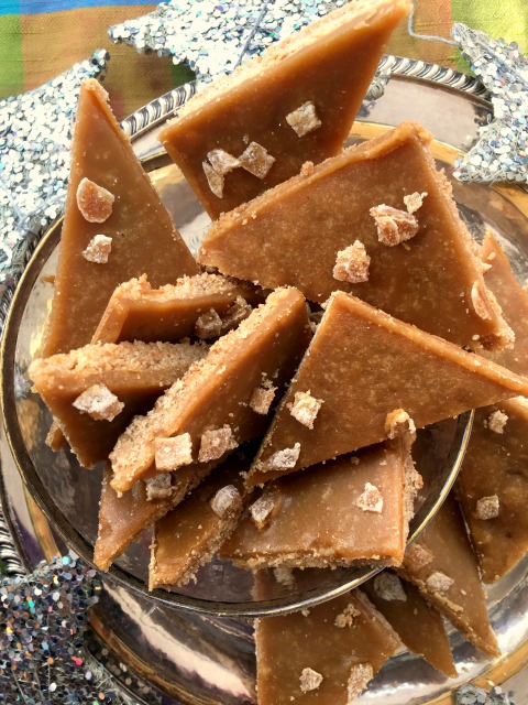 Skibo Castle Ginger Crunch: a thin ginger shortbread base topped with a buttery ginger syrup.  It’s an easy recipe and makes a lot so is great for a crowd.  