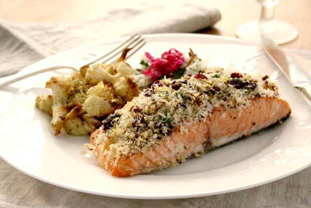 Baked Salmon with Cranberry Thyme Crust