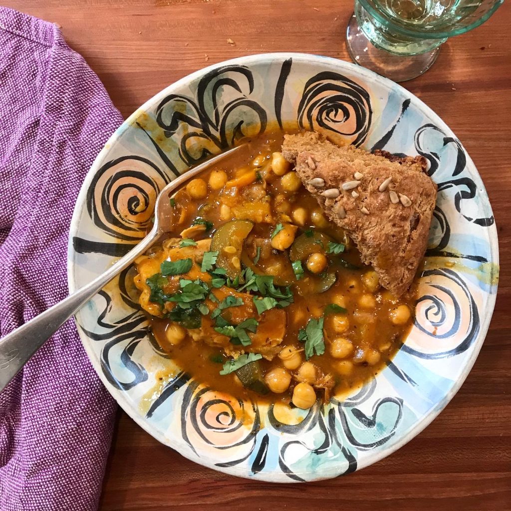 Smoky chickpea stew, a hearty meatless meal that's flavourful and satisfying.