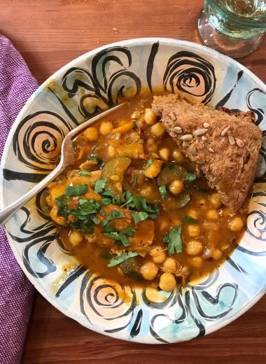 Smoky chickpea stew, a hearty meatless meal that's flavourful and satisfying.