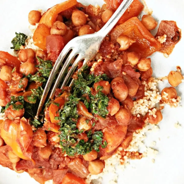 Chickpea stew with peppers and parsley gremolata, vegetarian